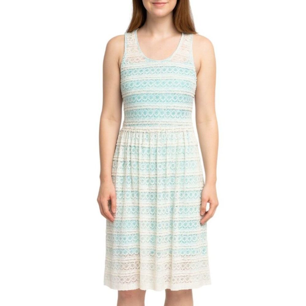 Vanity Lace Layered Turquoise & Cream Dress | Medium
